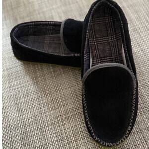 LL BEAN Mountain Blue Suede Flannel Lined Indoor Outdoor Moccasin Slippers 12